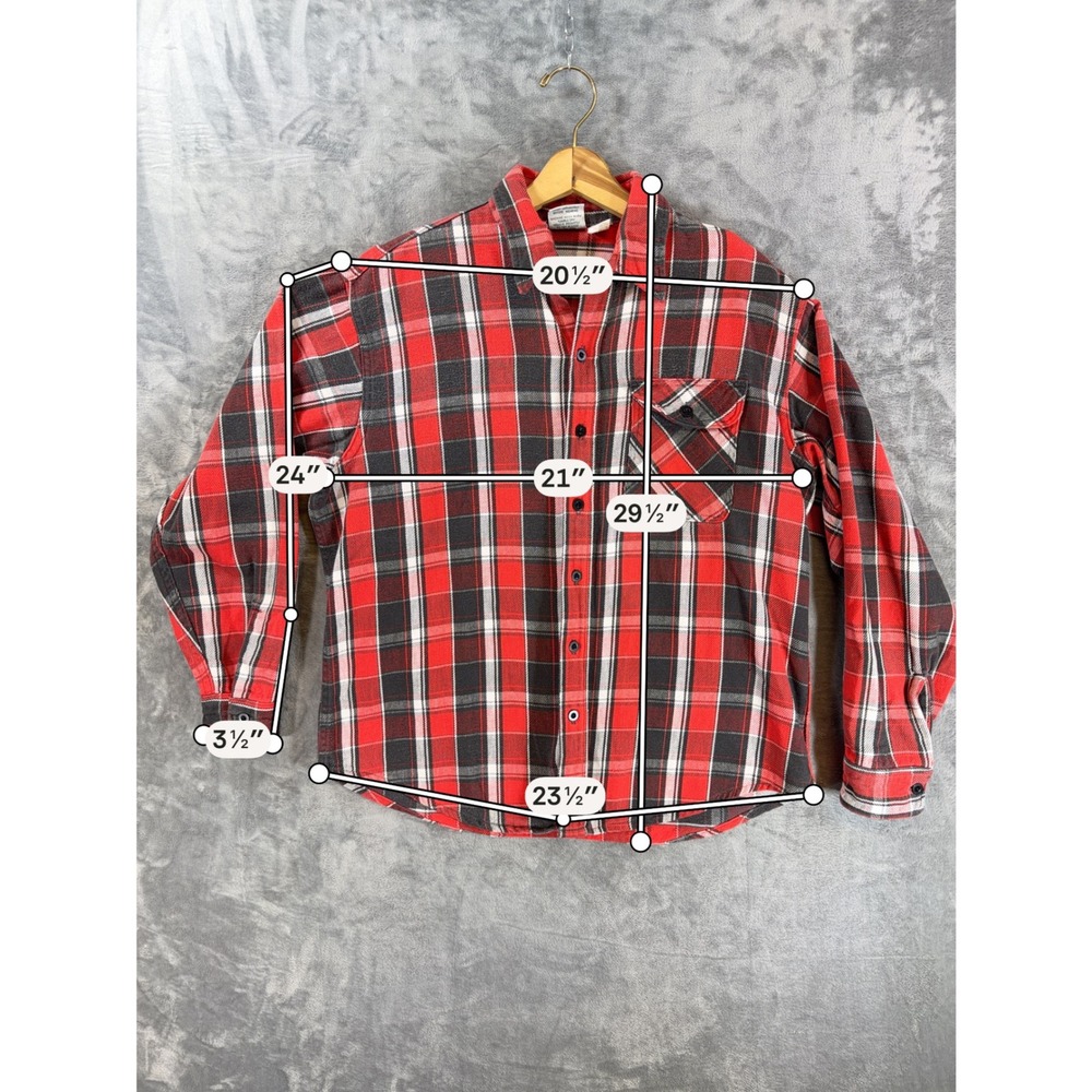 Vintage Prentiss Outdoors Men's Flannel Shirt Size L Large Red Black Plaid - Picture 6 of 7